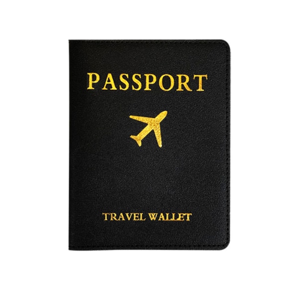 Enkel Passhållare och Bagage Tag Läder Reseuppsättningar Kupp Black Passport holder