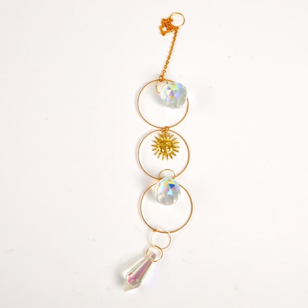 Crystal Sun Catcher Vindu hengende Prisme Decoration Rainbow Win Gold