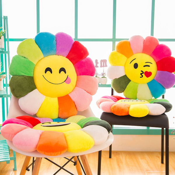 Solros Plysch Kudde Fylld Blomkudde Mjuk Matta Soffa Ho C
