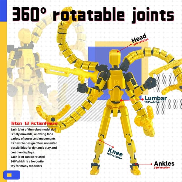 Ferdigmontert 18.3cm T13 Actionfigur 3D-printet Multi-ed A5