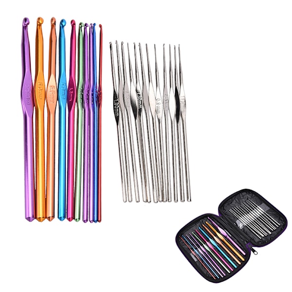 22st Multicolour Aluminium Virknål Stickning Set Weave Cra