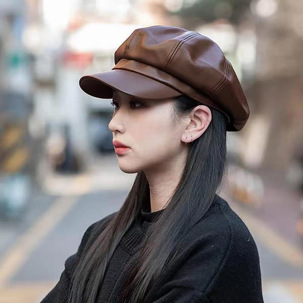 Solid Beret Cap Beret Fransk Kunstner Varm Lue Dame Black