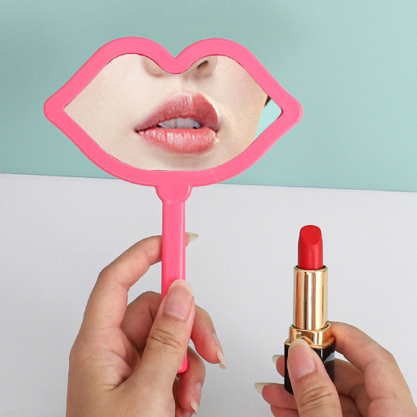 1 ST håndholdt sminkespeil Lip Shape Makeup Mirror DIY Mini Sma Black