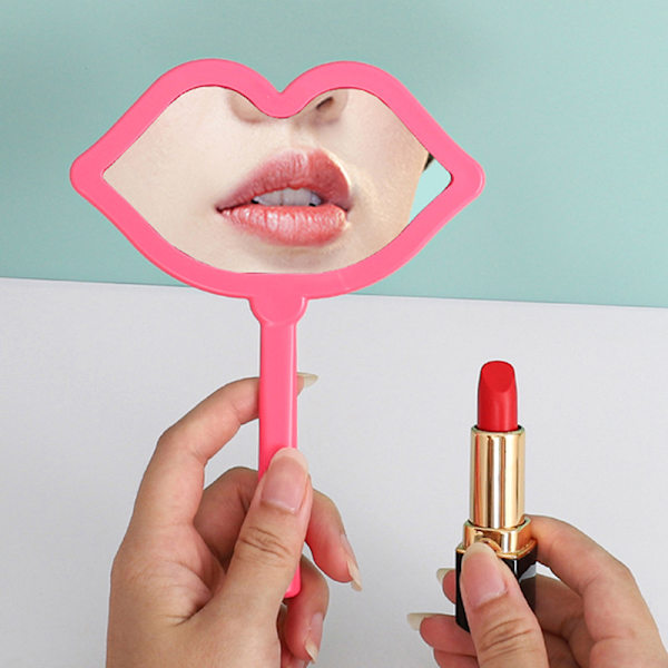 1 ST håndholdt sminkespeil Lip Shape Makeup Mirror DIY Mini Sma Red