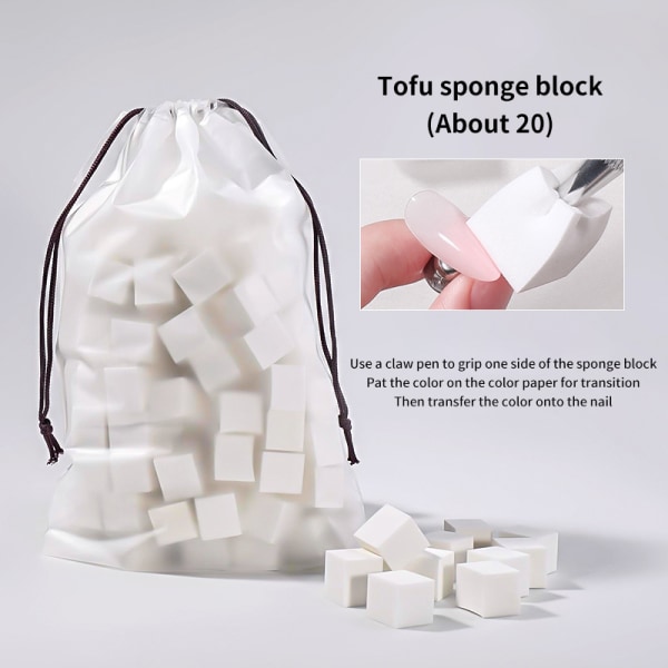 20/50 stk. Beancurd Cube Gradient Nails Svampe Nail Gel Patting 50Pcs sponge