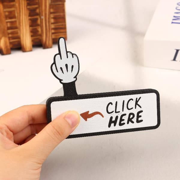 3D Printet The Click Here Overraskelsesknap Sjov Pop-Up Midterfinger one size