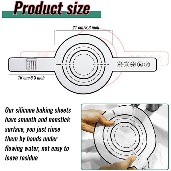 1 Stk Silikon Stekematte Langt Håndtak Slynge Non-Stick Kjøkken Coo Black 0.7mm