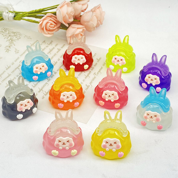 Kawaii tecknade dekorationer Mini Resin Luminous Små Prydnader onesize