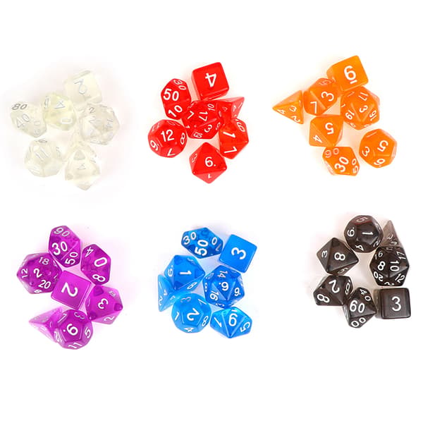 Farve 7-delt polyhedral sæt skydråbe gennemsigtig blågrøn rpg d Transparent