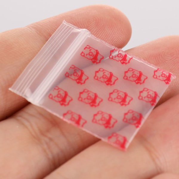 100 Stk Mini Ziplock Poser Liten Plast Glidelås Bag Emballasje Pil Transparent