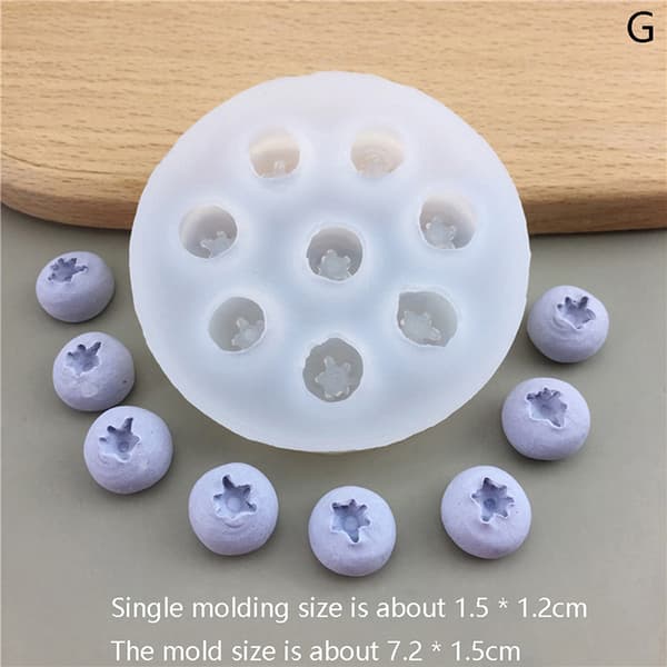 1 stk 3D blåbær bringebær silikonform DIY simulering frukt F E