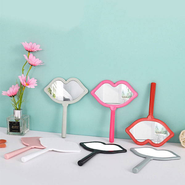 1 kpl kädessä pidettävä meikkipeili, huulten muotoinen meikkipeili DIY Mini Sma White