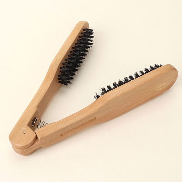 Naturlig Borst Dubbelsidig Uträtning Brush Clamp Hair Hai onesize