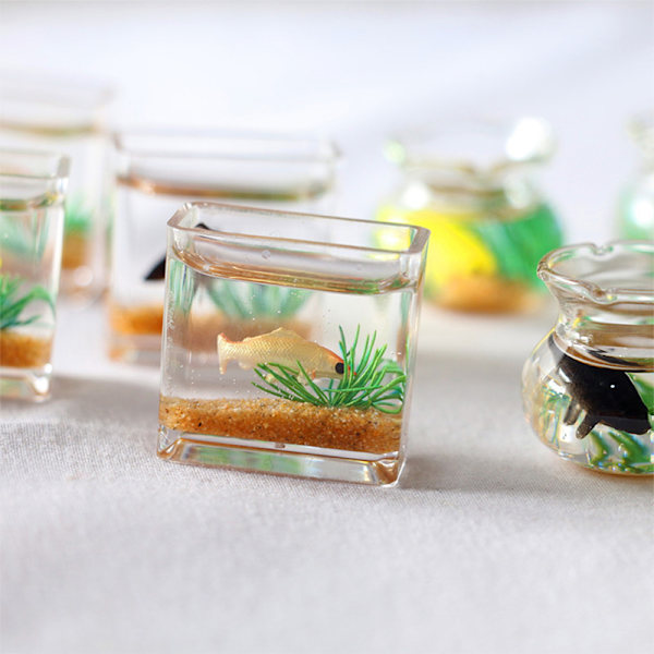 Dukkehus Miniatyr glass fisketankskål Akvarium Doll House Ho A