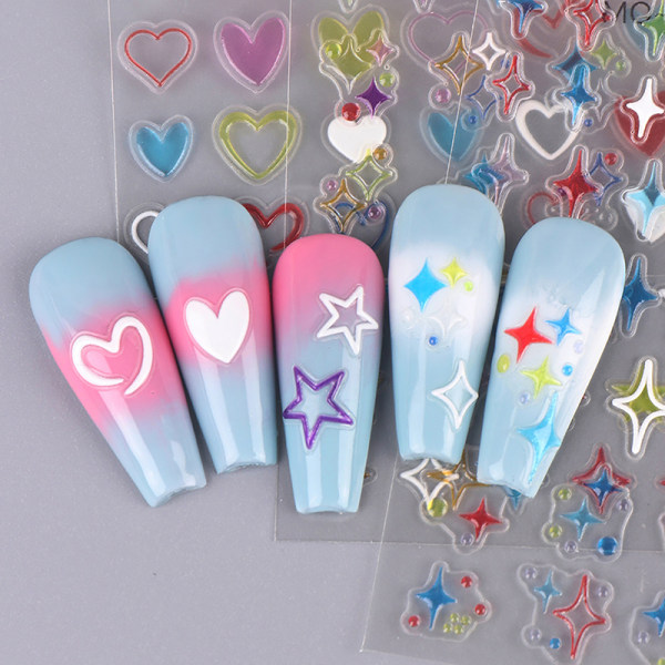 Nail Decals Kohokuvioitu Star Itseliimautuva 5d Hollow Love Star Nai love