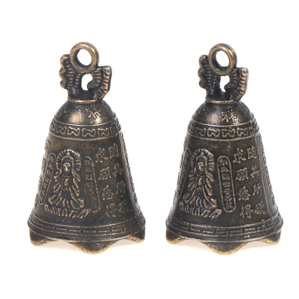 2stk Antik Bell Kinas mini Messing Kobber skulptur be Guan one size