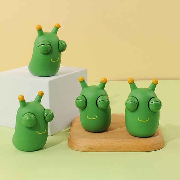 Gress Orm Knip Leketøy Squishy Toy Grønt Øye Orm Leketøy Stress Rel 4.4*7.5cm