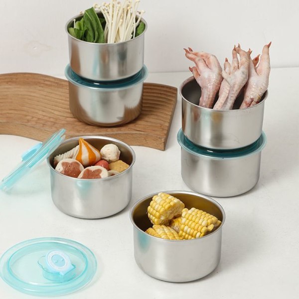 Behållare av rostfritt stål förseglad Crisper Förvaring Lunch Box Bow C with lid