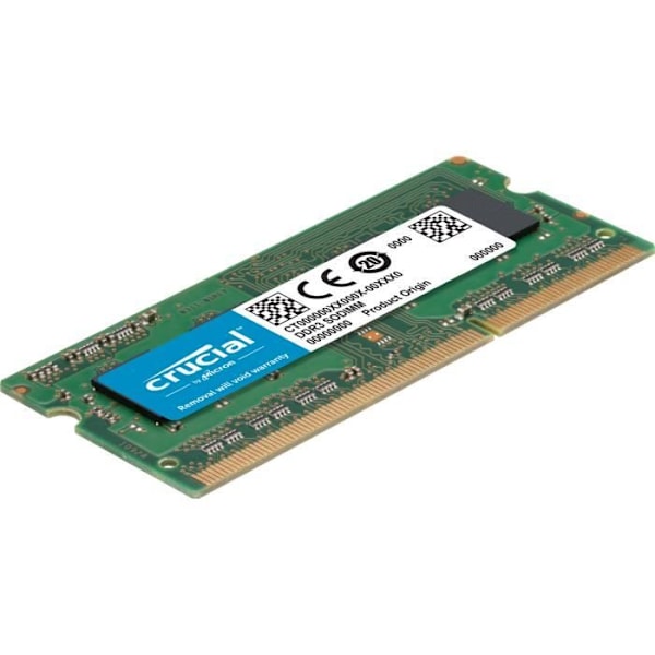 CRUCIAL - Bærbar PC RAM SO-DIMM DDR3 - 8GB (1x8GB) - 1600 MHz - CAS 11 (CT102464BF160B)