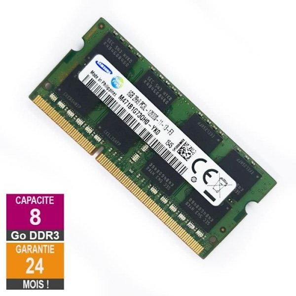 Barrette RAM 8Go DDR3 Samsung M471B1G73QH0-YK0 SO-DIMM PC3L-12800U 2Rx8