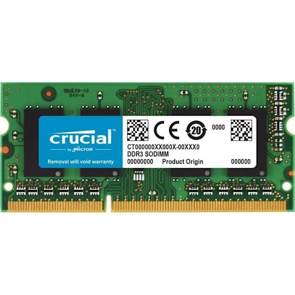 Crucial CT8G3S160BM 8Go (DDR3-DDR3L, 1600 MT-s, PC3-12800, SODIMM, 204-Pin) Muisti Macille