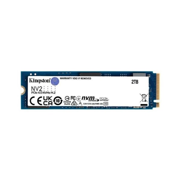 KINGSTON TECHNOLOGY Harddisk - NV2 SSD - 2TB intern - M.2 2280 PCIe 4.0 NVMe - Blå