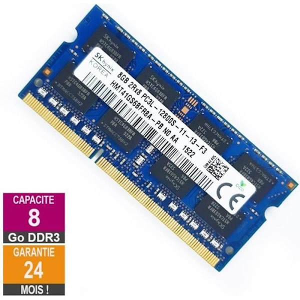 Barrette Hukommelse - Hynix - HMT41GS6BFR8A-PB - 8Go - DDR3 PC3L-12800U - SO-DIMM