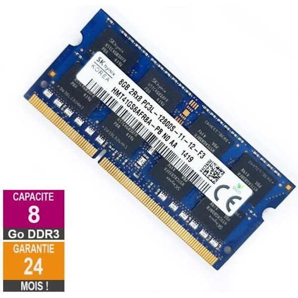 Barrette Muistia 8Go RAM DDR3 Hynix HMT41GS6AFR8A-PB SO-DIMM PC3L-12800U 2Rx8