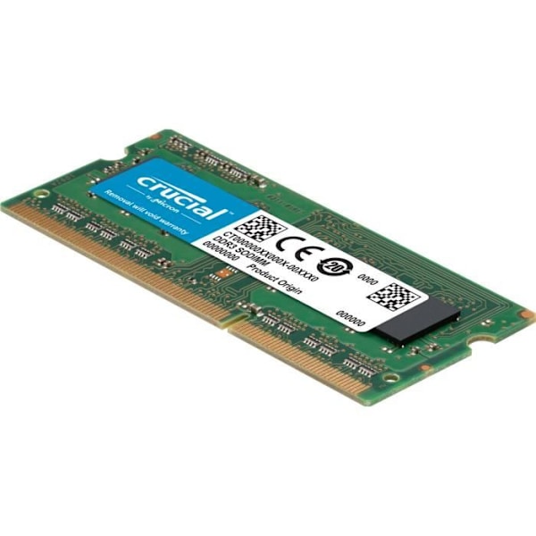 CRUCIAL - Bærbar PC RAM SO-DIMM DDR3 - 8GB (1x8GB) - 1600 MHz - CAS 11 (CT102464BF160B)
