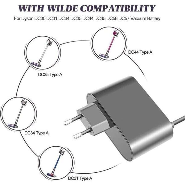Dyson-lader kompatibel med DC30 DC31 DC34 DC35 DC44 DC45 DC56 DC57 16.75V/24.35V Dyson støvsugerbatteri