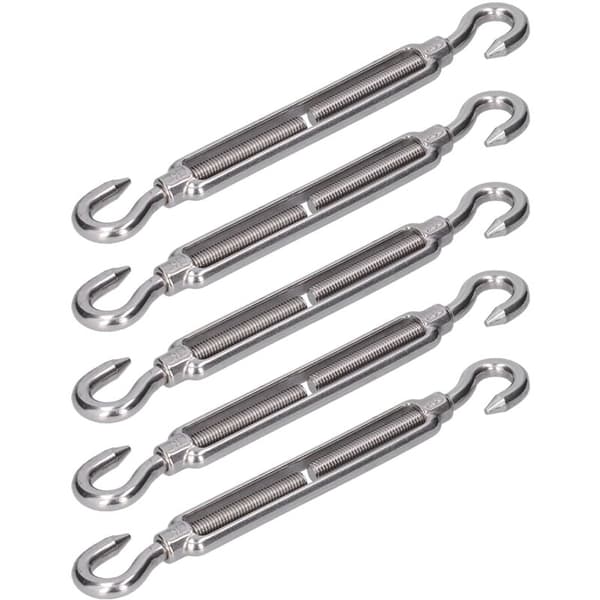 Skyggesejl hardware. Krog og rustfri krog. Justerbar elastisk strammer til fastgørelse af spænding (M6).