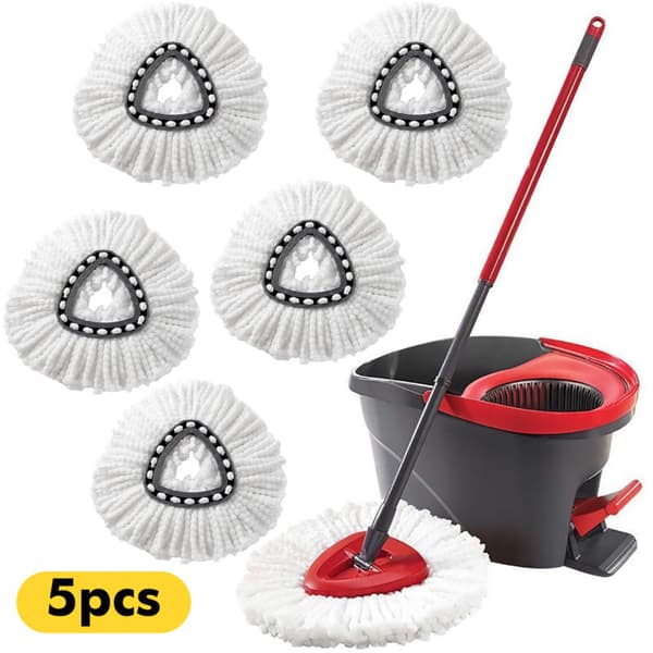 Pakke med 5 erstatningshoder kompatible med Vileda EasyWring roterende mopper - Roterende moppehode-påfyll