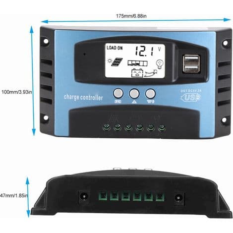 100A MPPT Solar Charge Controller, 98% konverteringseffektivitet, LCD-display, overbelastnings- og kortslutningsbeskyttelse