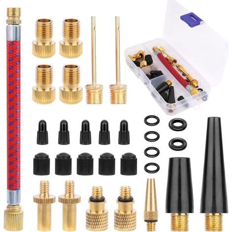 Presta ventiladapterkit för cykelpump - 30 uppblåsningsmunstycken med förvaringslåda - DOU
