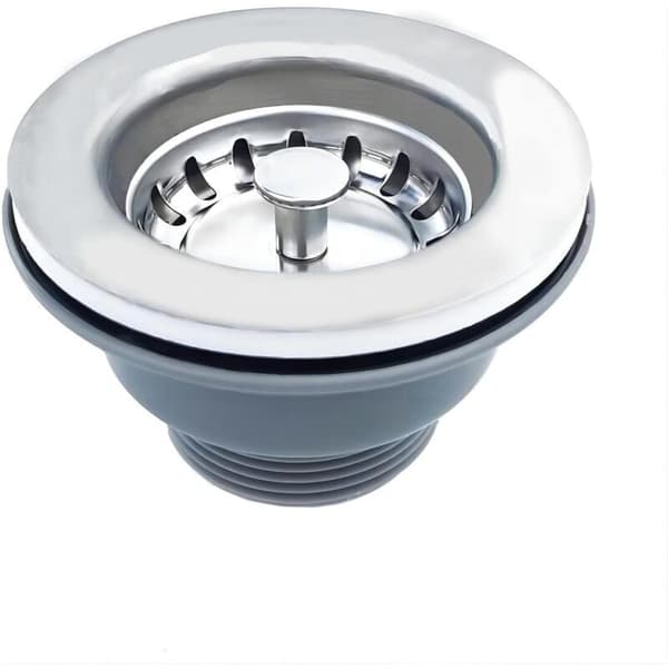 Vaskavløp uten overløp, rustfri stålkurv, ø 85 mm (1½\"). Rustfritt stål + ABS. Avløp + Kurv