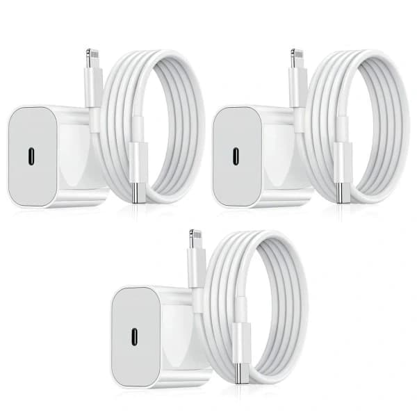 3-pakning iPhone-ladere – hurtigladeradapter + USB-C 20W hvit (NT) 3-pakning iPhone-ladere