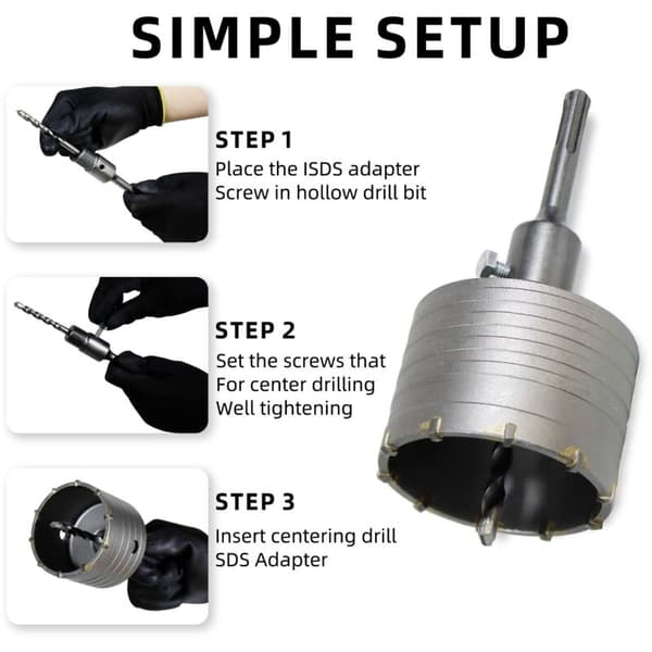 80 mm murkerneborebit, betonkerneborebit, 8x110 mm borebit med SDS plus adapter til murværk og beton
