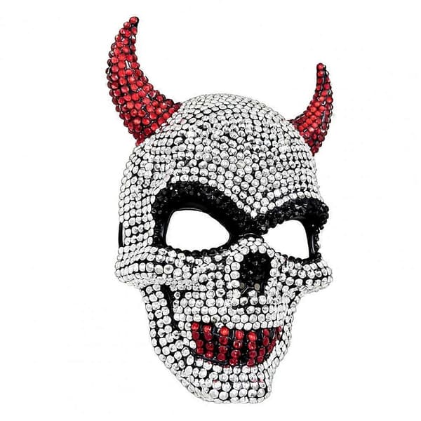 Demonisarvimaski Halloween Strassinaamio Kiiltävä Jäljitelmä Demonisarvimaski Kevyt Juhlamaski