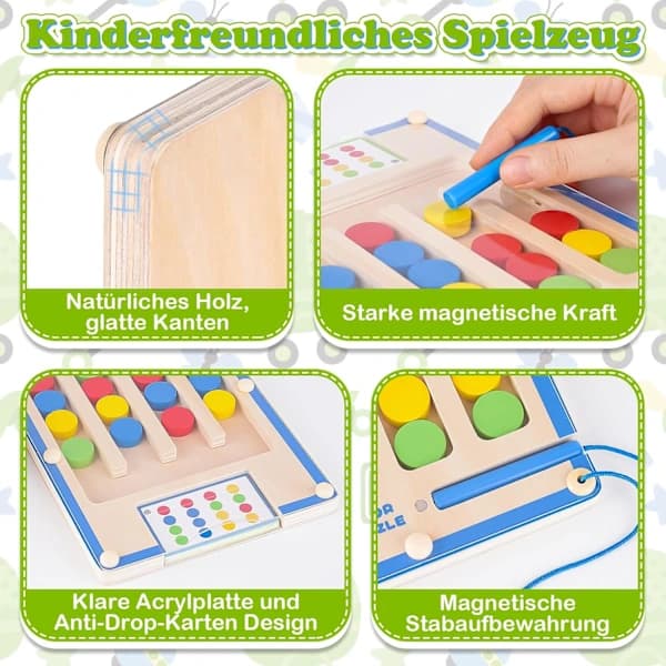Montessori magnetisk labyrint treleke brettspill for gutter jenter – pedagogisk gave
