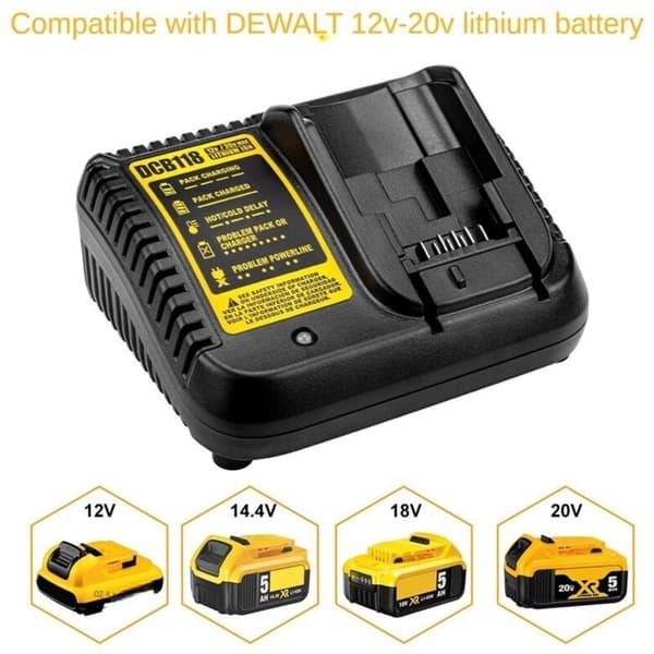 Lader Batteri 12V 14.4V 18V 20V Kompatibel DCB118 DCB201 DCB206 DCB140 DCB121 US-plugg