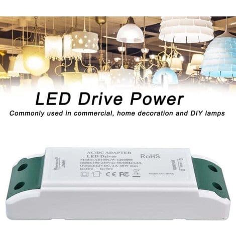 48W LED-driver DC 12V 4A Adapter Konverter LED-transformator Driver Konstantspændingsstrømforsyning