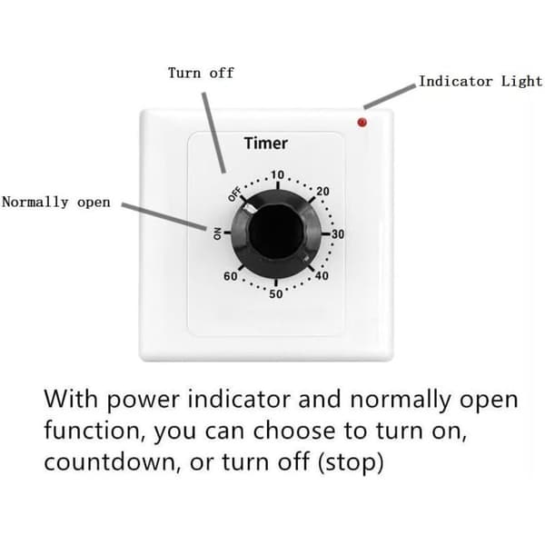 60-minutters timerkontakt. AC 220V 15A Intelligent mekanisk nedtællingstimerstik tidsafbryder 86 panel timer kontrolknap