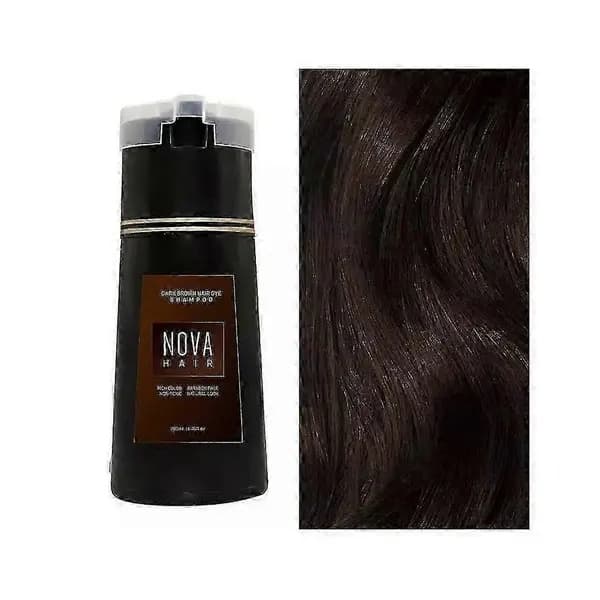 Nova Hair Instant Farveshampoo - Hårfarveshampoo til gråhårsdækning (Mørkebrun)