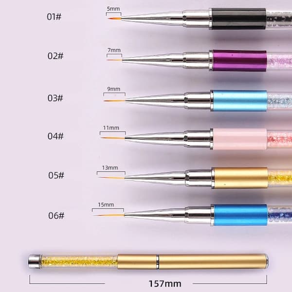 6-delars nagelkonstpenselset - 6 färger