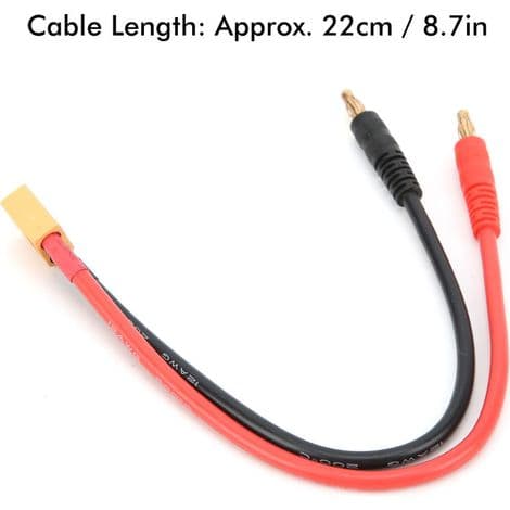 XT60-plugg til bananpluggadapter, 4,0 mm til 4 mm rundplugg med 12 AWG 20 cm kabel, adapter og plugg for lavspenningskabel