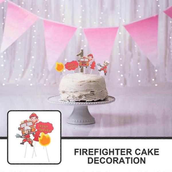 2 sett med brannmann-tema cupcake-topper kake-pinner kake-innstikk-kort bursdagskake-pynt