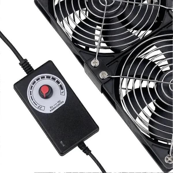 3x120mm PC-vifte med AC 100V-240V hastighetskontroll for kabinettkjøling, server- og arbeidsstasjonskjøling, EU-plugg