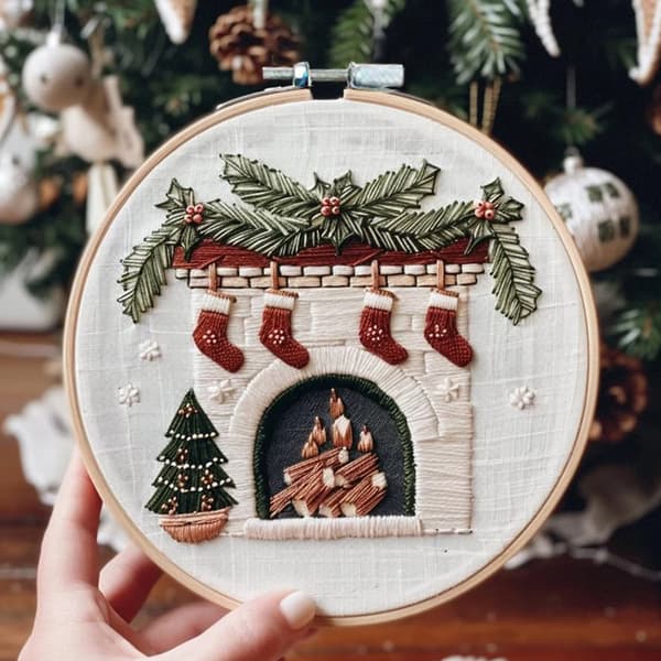 Broderisæt til jul, DIY broderi håndarbejdssæt til begyndere voksne, håndsyesæt