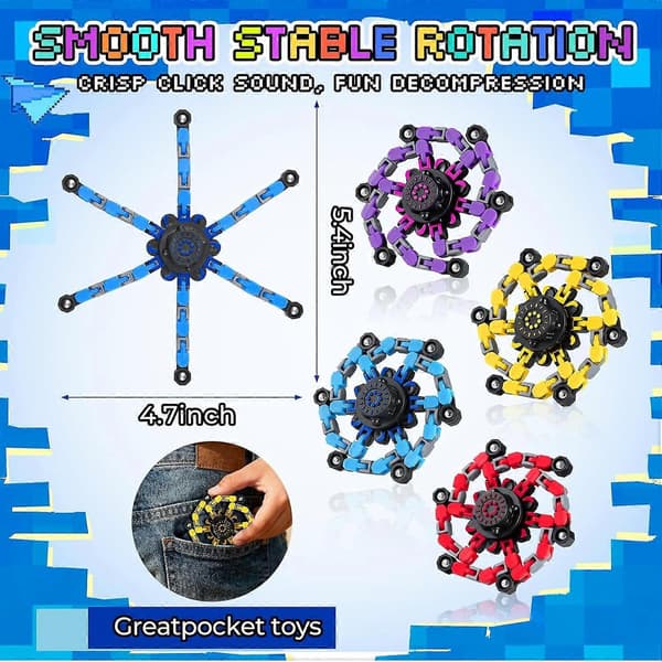 12 STK Transformerbare Fidget Spinners Påskekurvfyll, Deformerbar Kjede DIY Robot Spinner Sensorisk for Gutter Jenter, Påskeeggfyll, Påskefidget