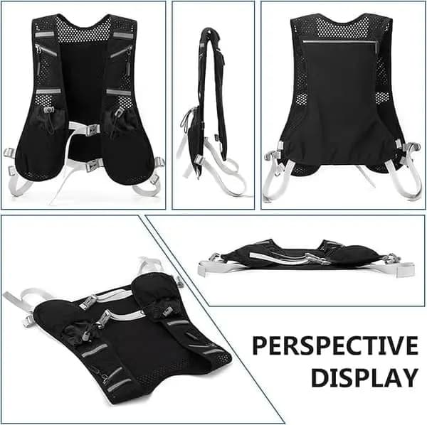 Hydreringsløpevest - Lett pustende med 7 lommer, reflekterende design, vannflaskeholder